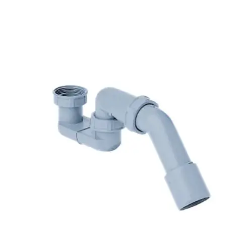 Siphon aus PVC mit gebogenem Rohr und Anschlussstücken für die Abwasserentsorgung, geeignet für Wanneninstallationen von Hansgrohe.